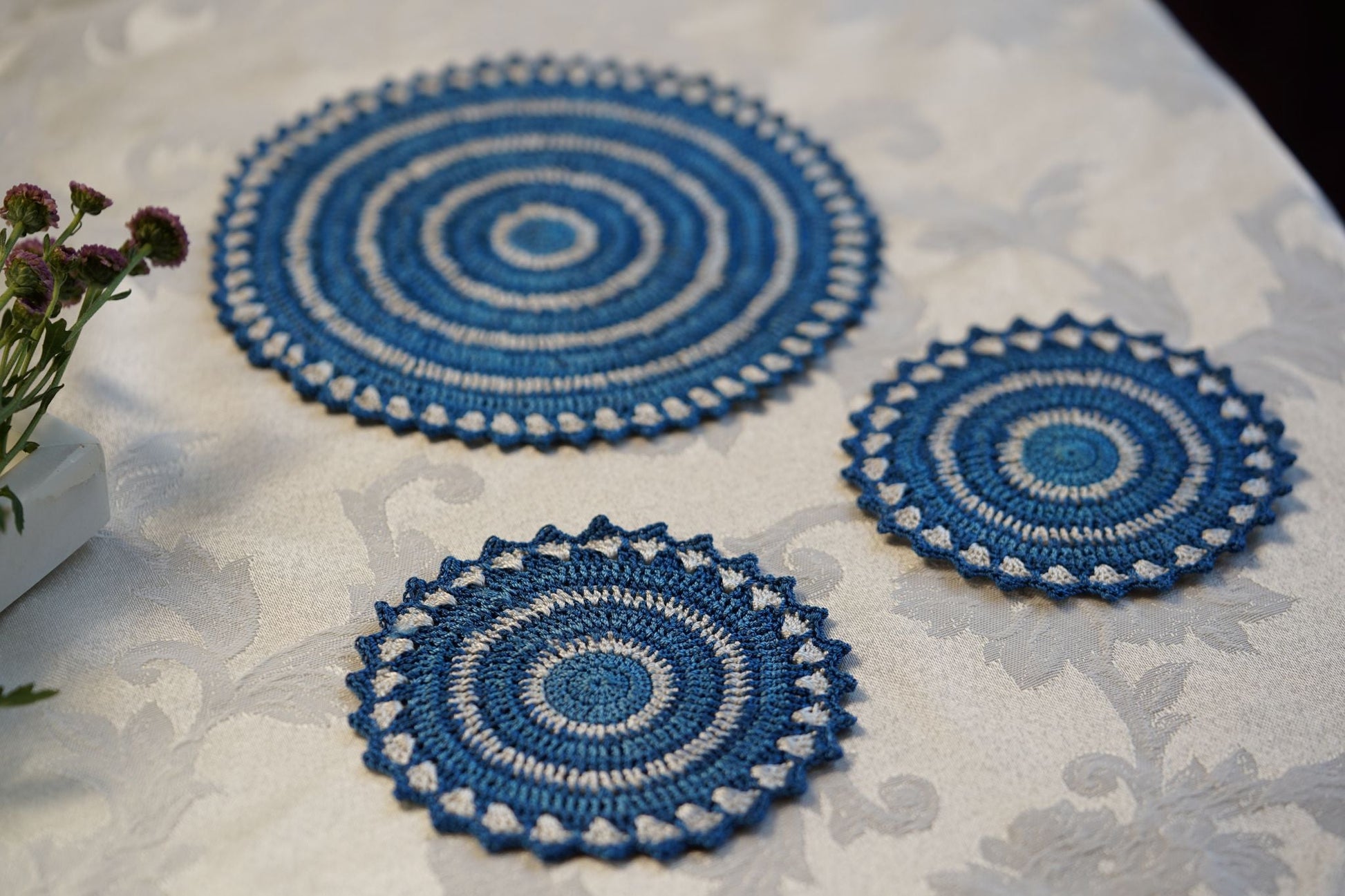 Ocean Whirl Crochet Coasters-2