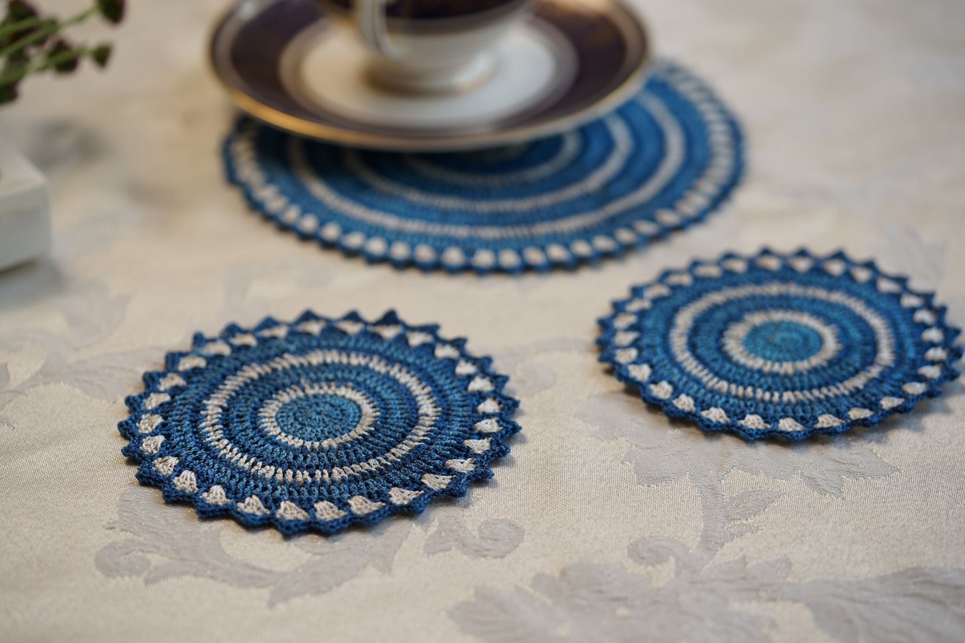 Ocean Whirl Crochet Coasters-3