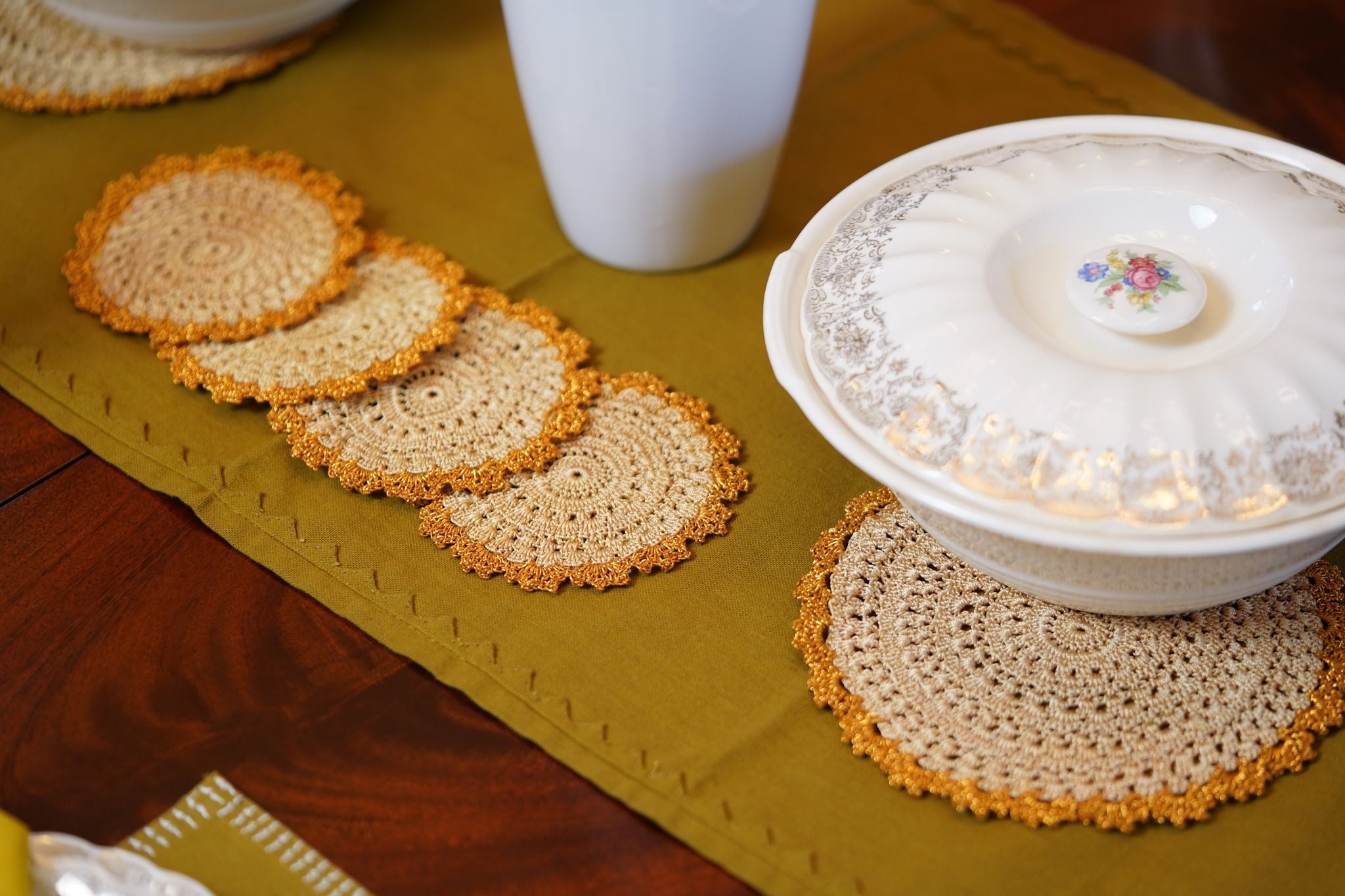 Marigold Halo Crochet Coasters-zoom-3