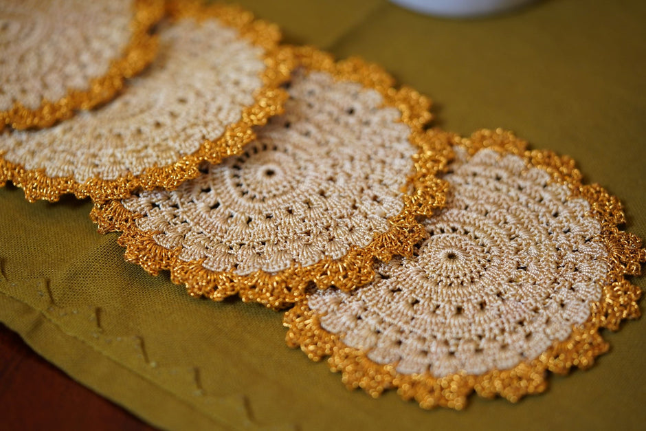 Marigold Halo Crochet Coasters