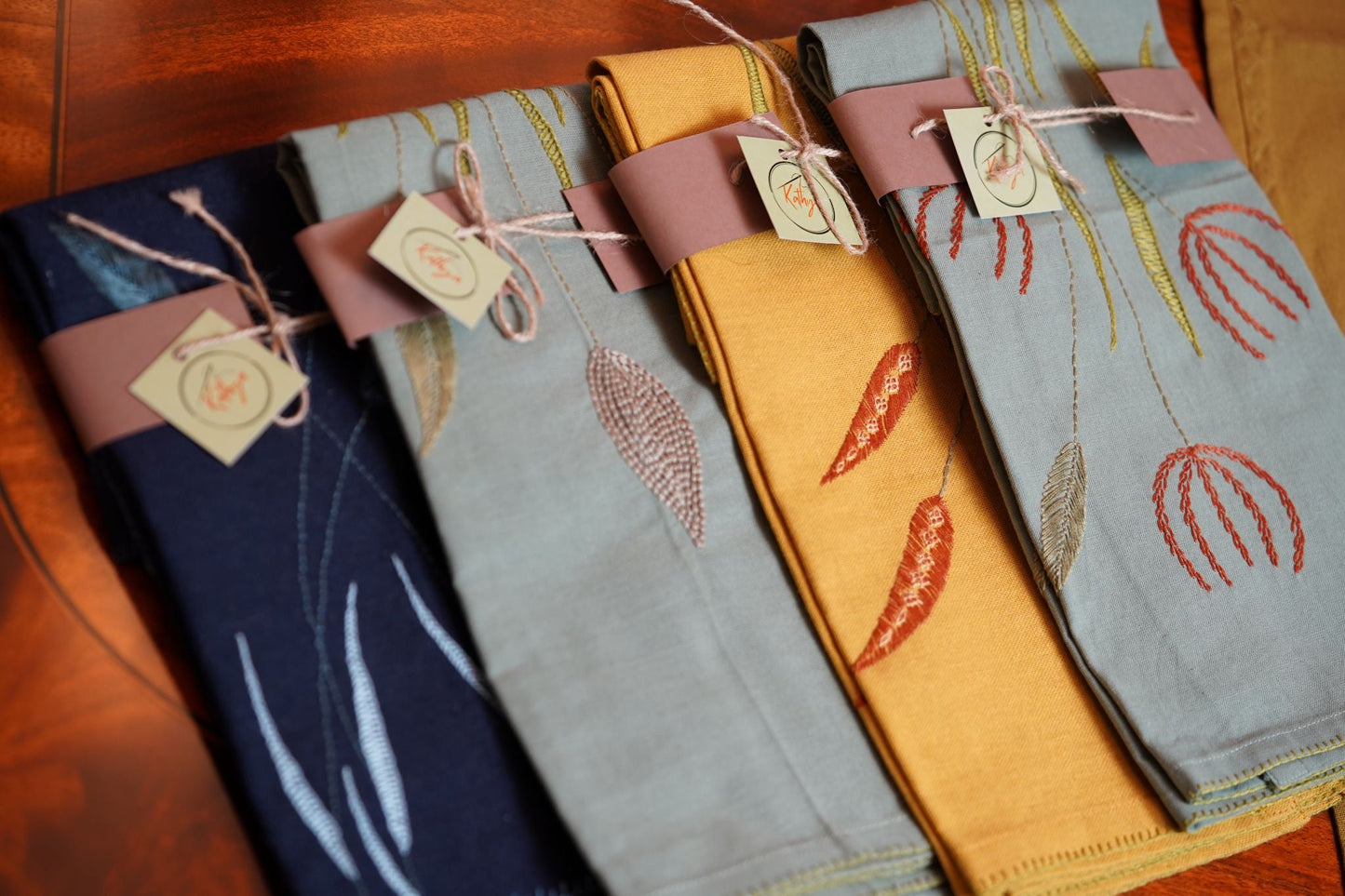 Botanical Threads Embroidered Napkins | Set of Two