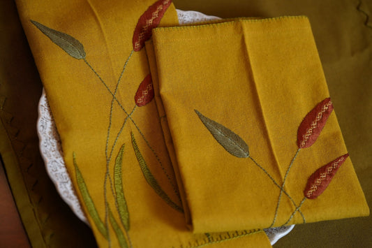 Botanical Threads Embroidered Napkins | Set of Two
