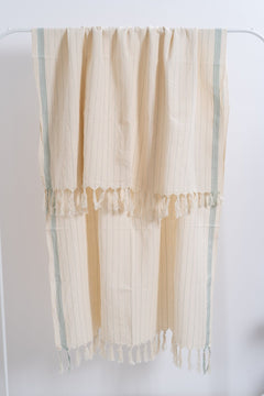 Drama Blue Cotton Linen Towel - Aware House