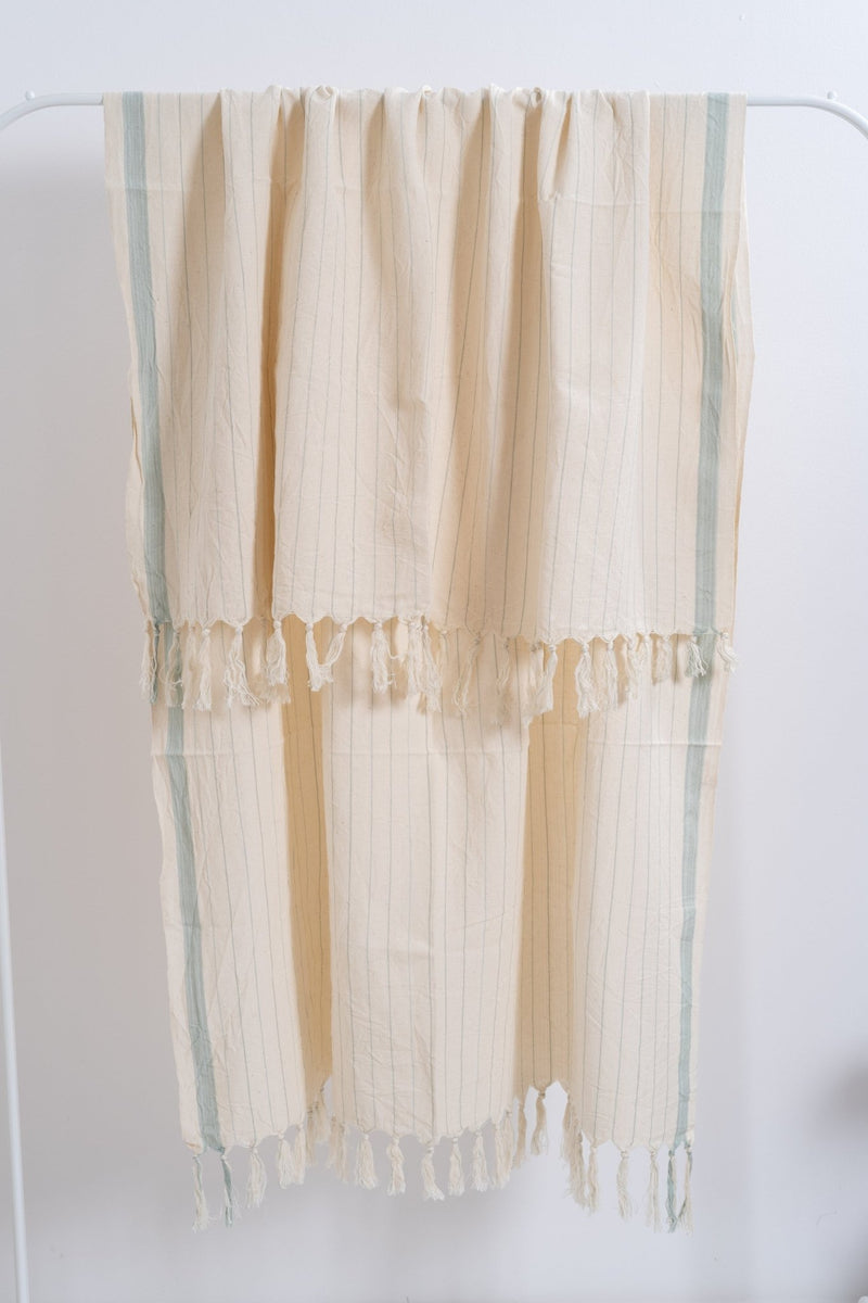 Drama Blue Cotton Linen Towel-zoom-