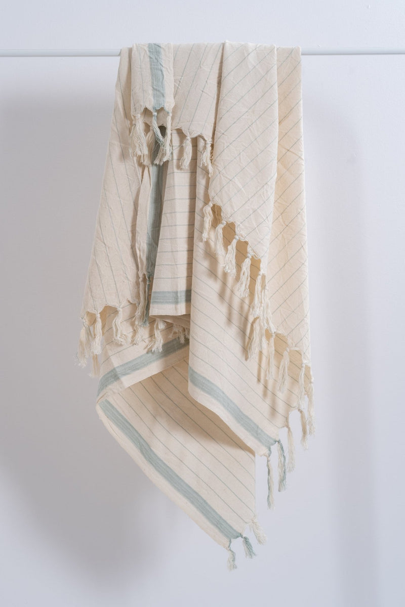 Drama Blue Cotton Linen Towel-zoom-