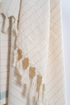 Drama Blue Cotton Linen Towel - Aware House