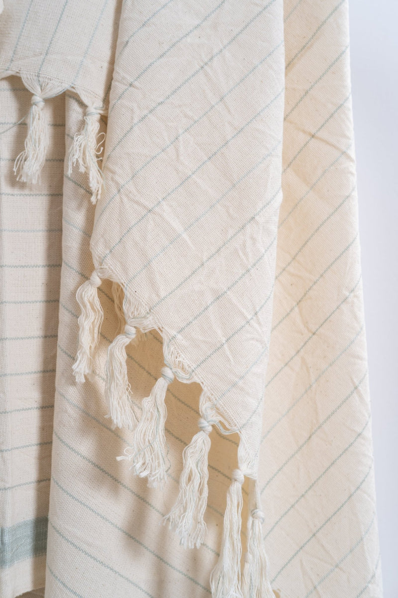 Drama Blue Cotton Linen Towel-zoom-