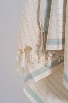 Drama Blue Cotton Linen Towel - Aware House