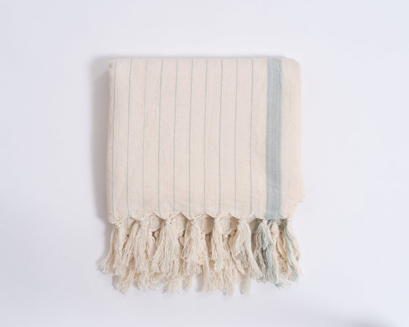 Drama Blue Cotton Linen Towel-zoom-