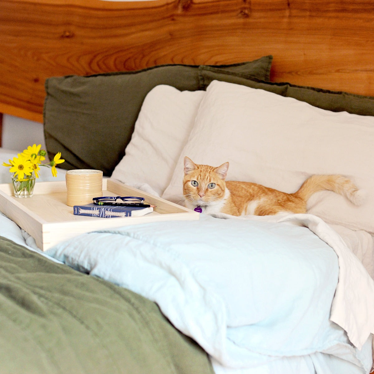 Modern Wooden Tray with Brass Details-zoom-3