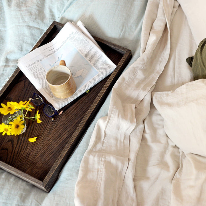 Modern Wooden Tray with Brass Details - Aware House