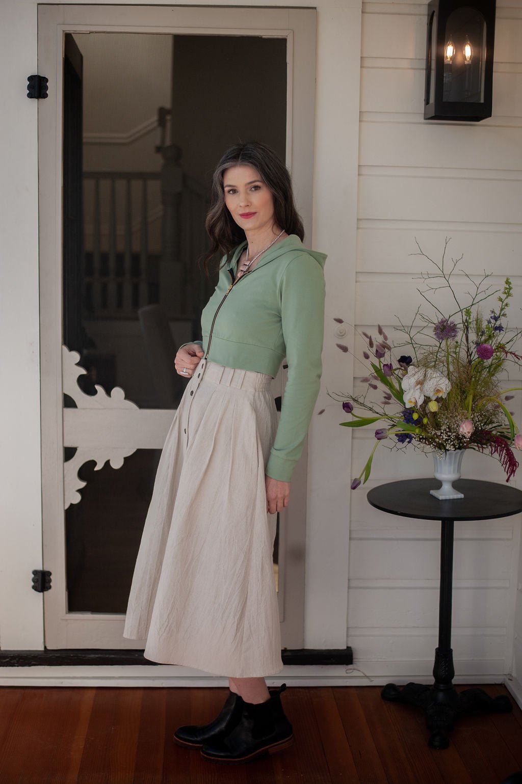 Trices Skirt in Oat Cotton Crinkle - Aware House