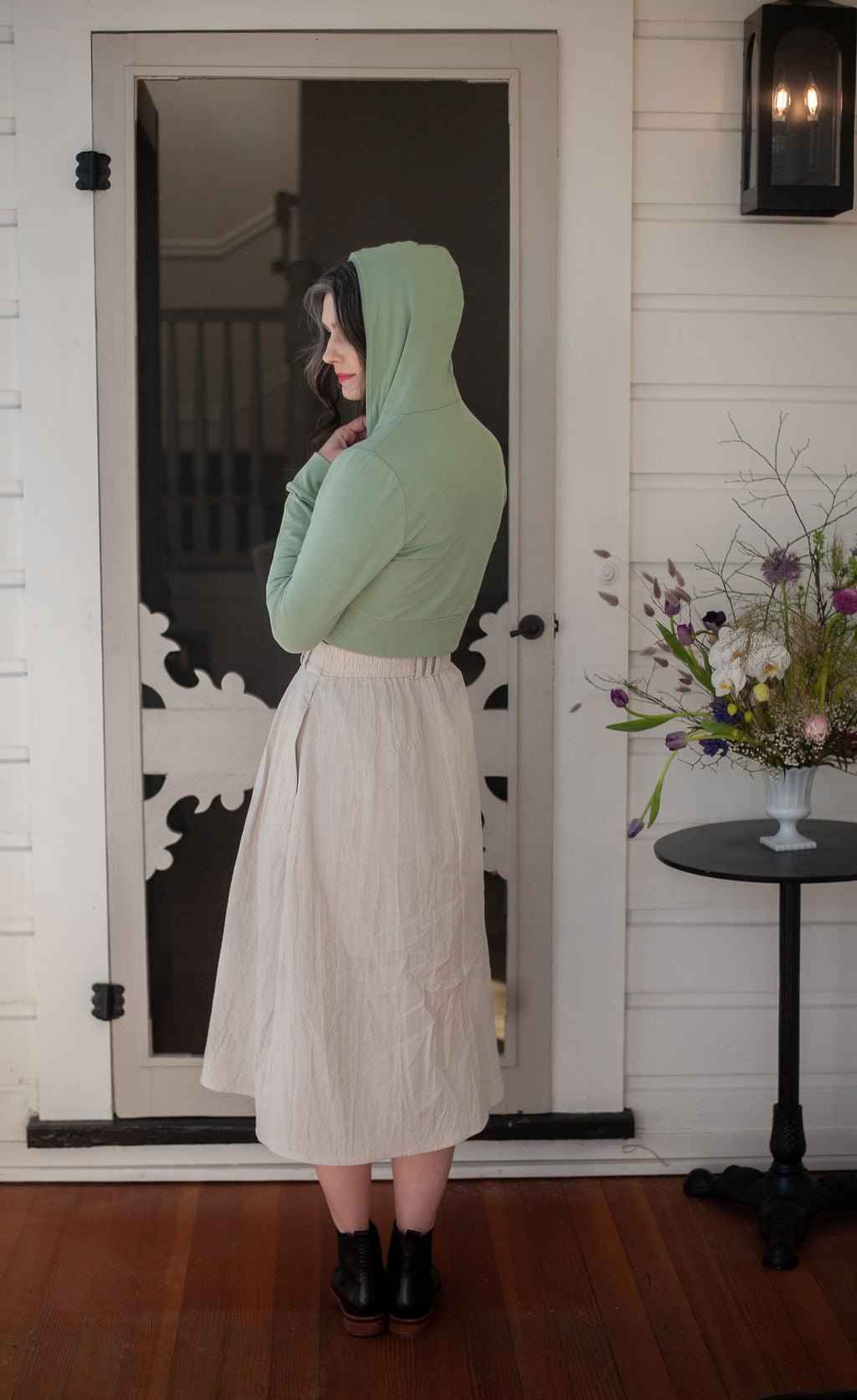 Trices Skirt in Oat Cotton Crinkle - Aware House