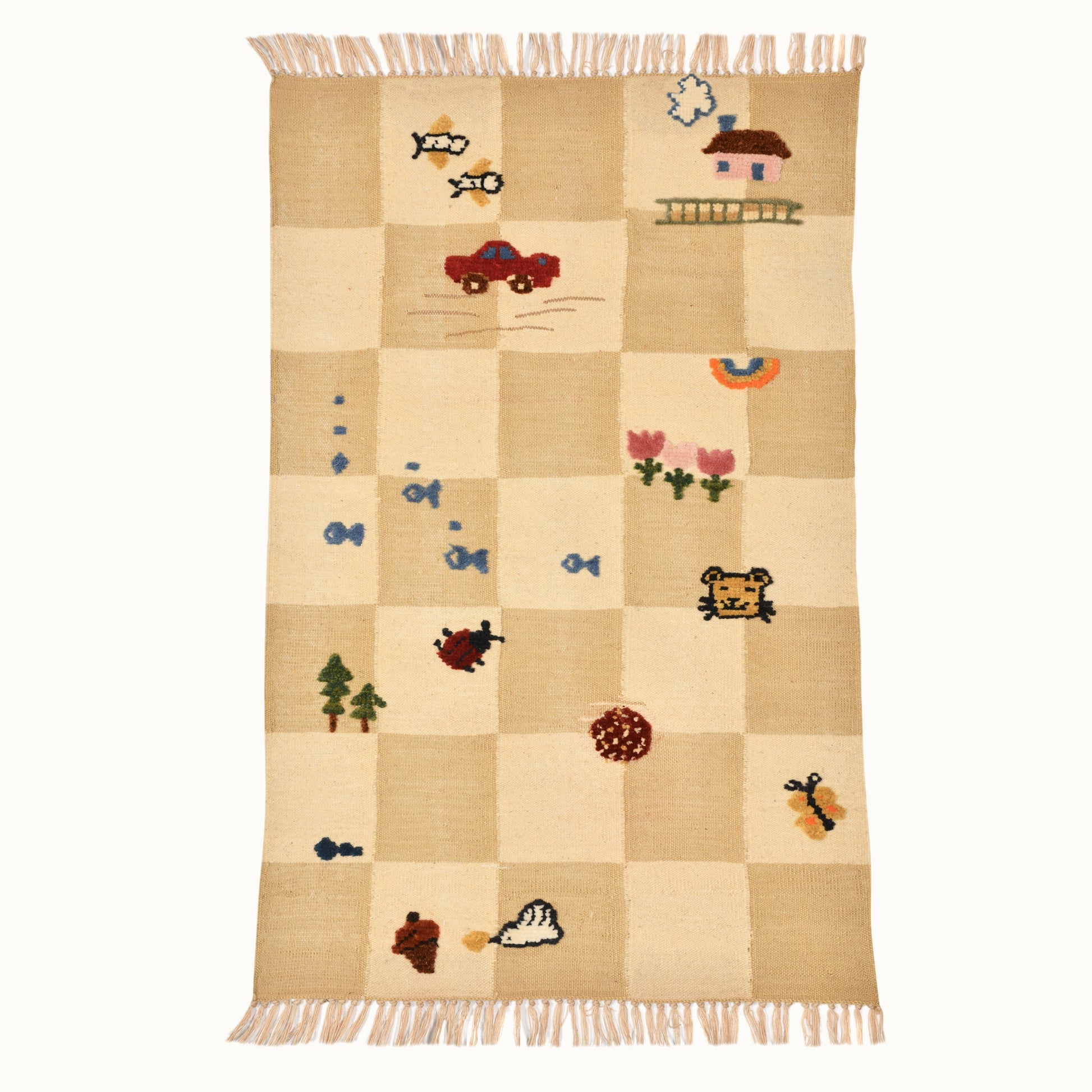 Squares Kids Rug | Handmade Wool Rug for Nursery, Playrooms & Children’s Rooms - Aware House