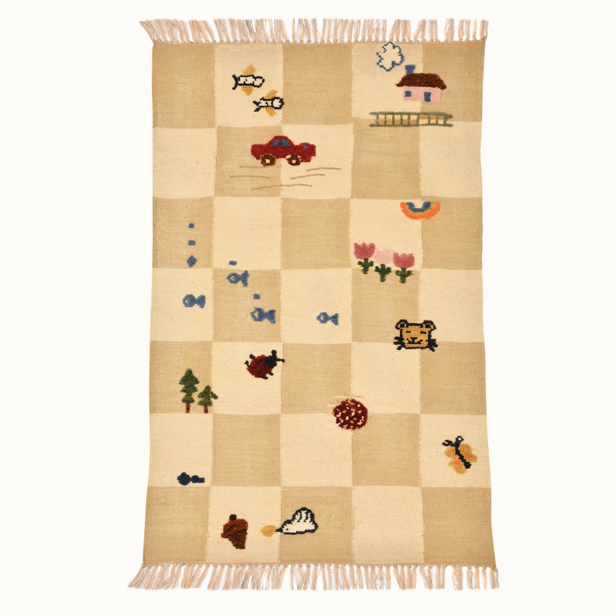 Squares Kids Rug | Handmade Wool Rug for Nursery, Playrooms & Children’s Rooms - Aware House