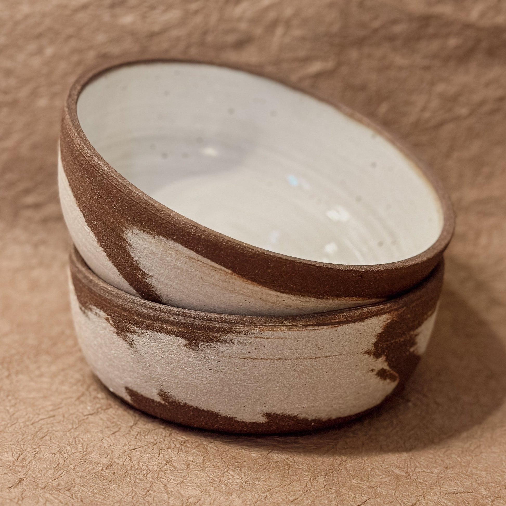 Dark Brown and White Marbled Ceramic Coupe Bowl | Handmade Stoneware Serving Bowl - Aware House