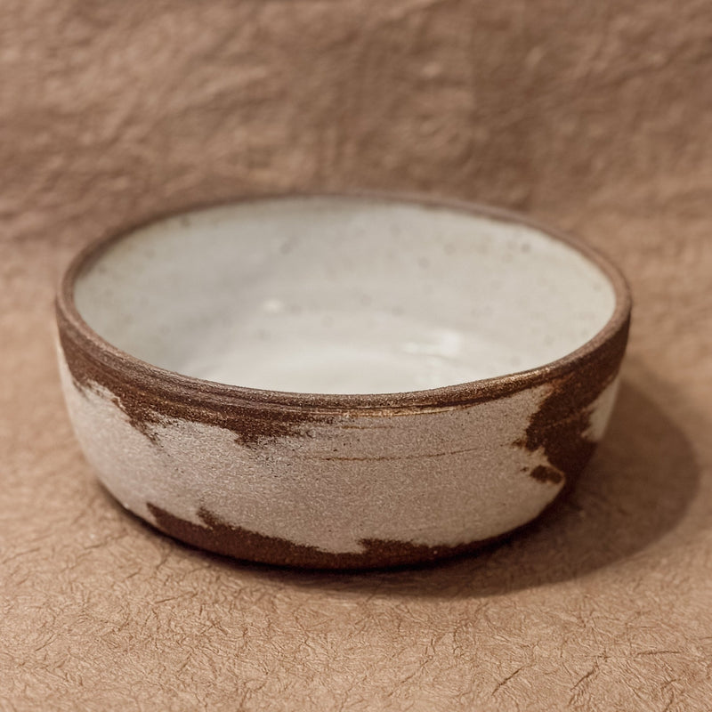 Dark Brown and White Marbled Ceramic Coupe Bowl | Handmade Stoneware Serving Bowl-zoom-