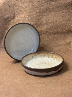 Handmade Marbled Ceramic Coupe Bowl | 9.5" Dark Brown Stoneware Salad & Serving Bowl - Aware House - Olivia Snow Ceramics - 