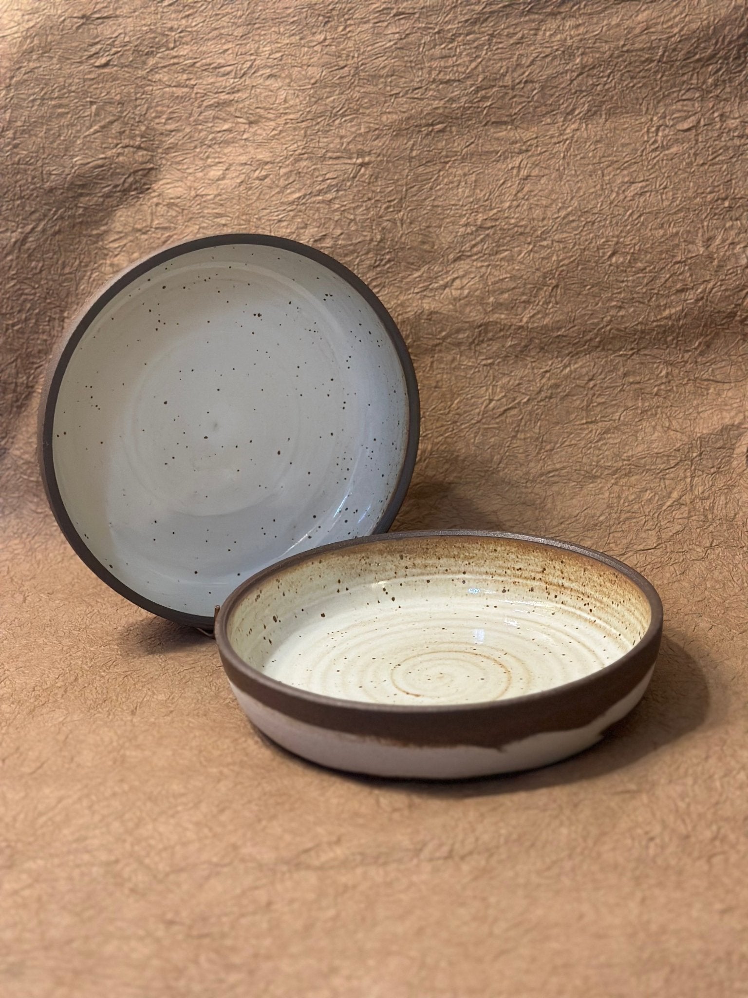 Handmade Marbled Ceramic Coupe Bowl | 9.5" Dark Brown Stoneware Salad & Serving Bowl - Aware House - Olivia Snow Ceramics - 