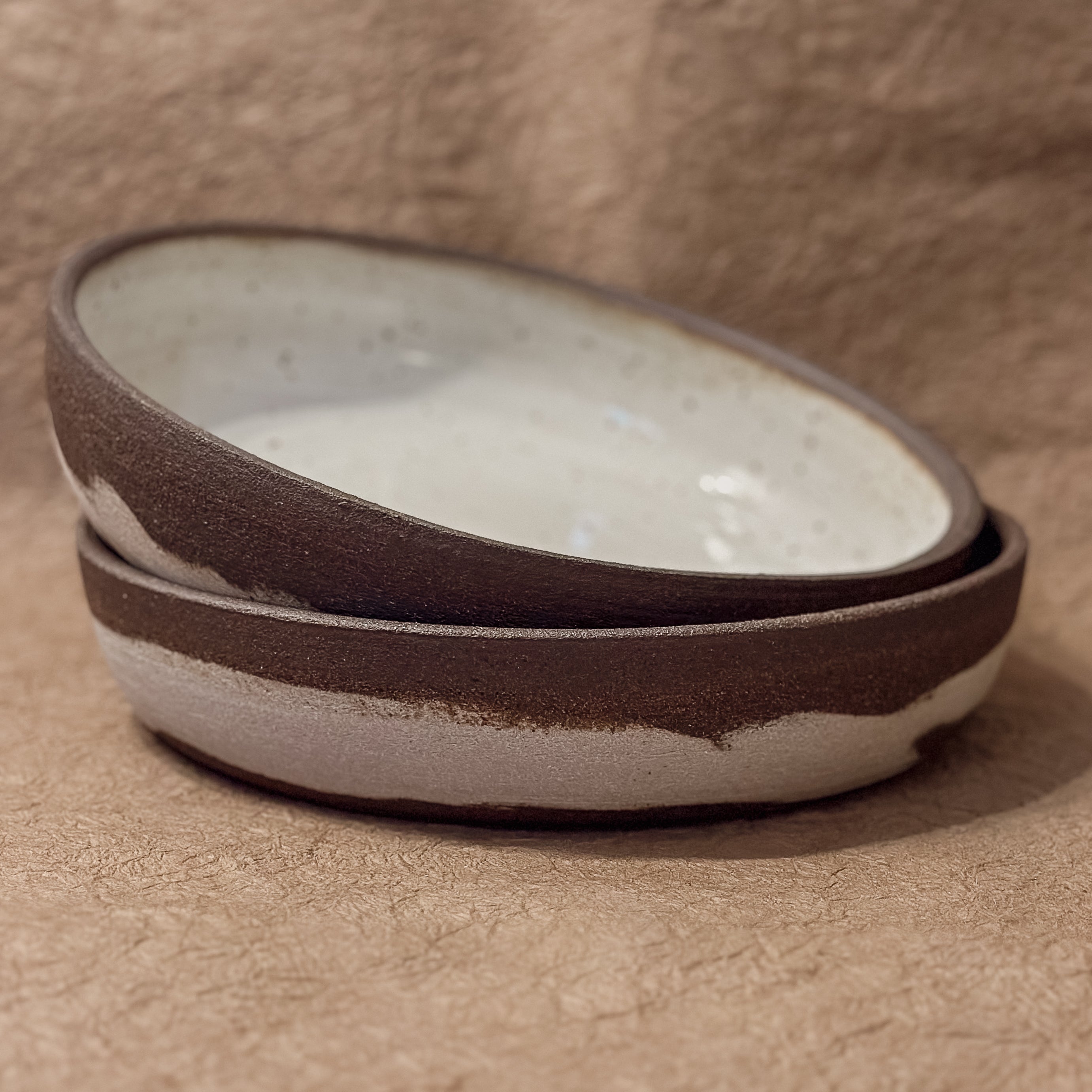 Handmade Marbled Ceramic Coupe Bowl | 9.5" Dark Brown Stoneware Salad & Serving Bowl