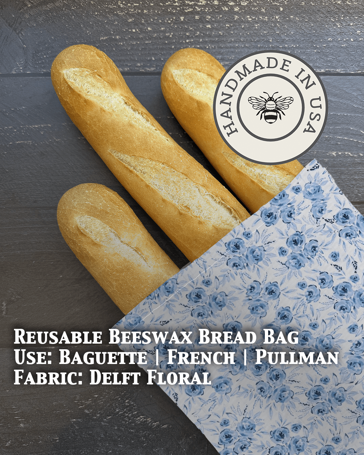 Baguette Beeswax Bread Bag | Reusable Cotton Storage - Aware House - Five Oaks Farm - 