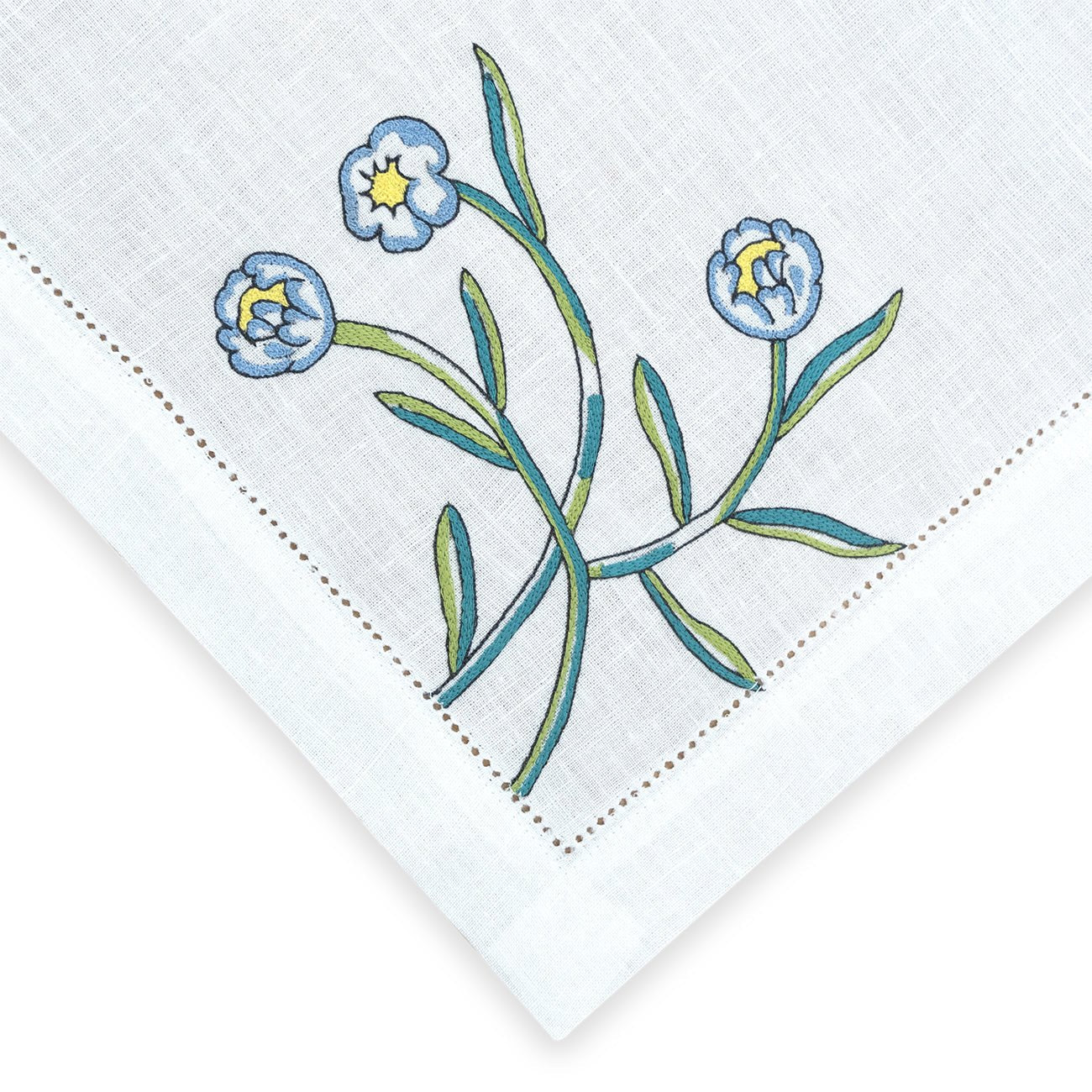Hand Embroidered Floral Fresco Napkins | Set of 4 - Aware House