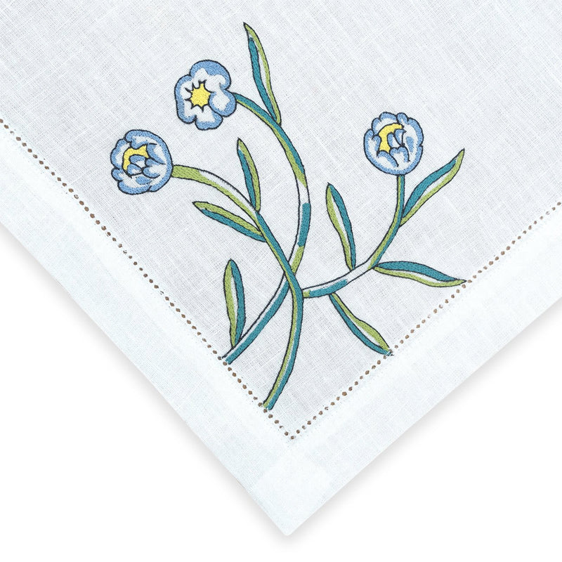 Hand Embroidered Floral Fresco Napkins | Set of 4-zoom-