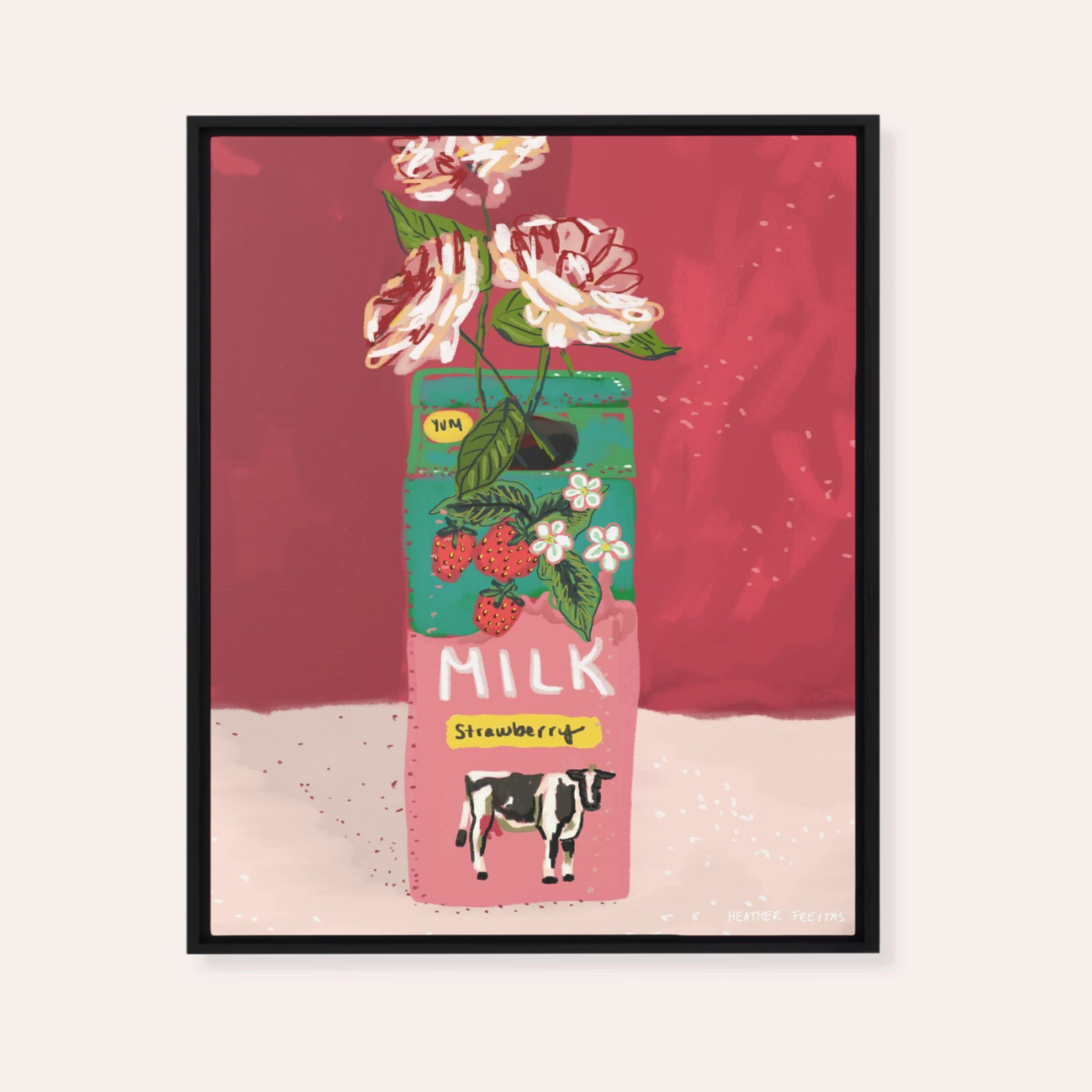 Strawberry Milk | Framed Fine Art Canvas Print | Multiple Sizes-zoom-4
