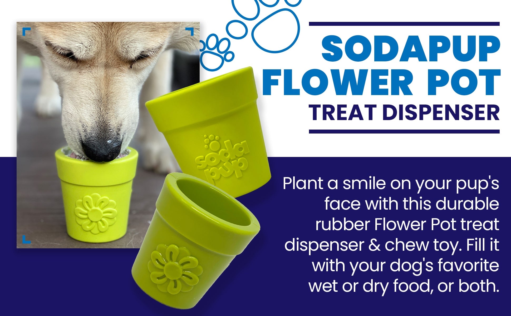 Large Flower Pot eCup Dog Treat Dispenser - Aware House