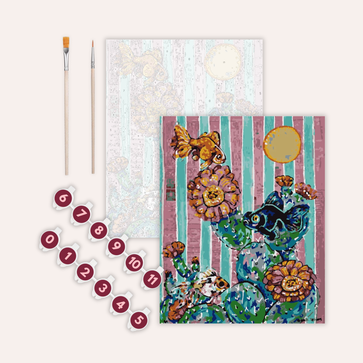Cactus Goldfish Paint by Numbers Kit