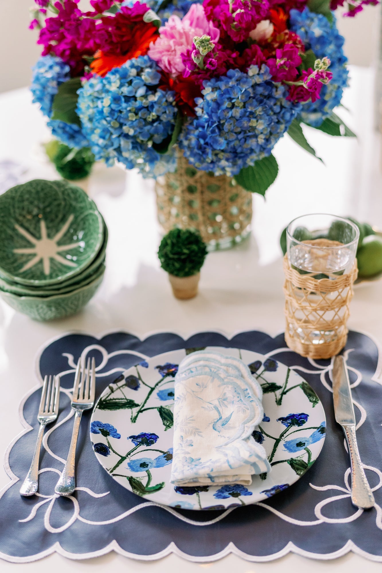 Blue Posey China Plate Set