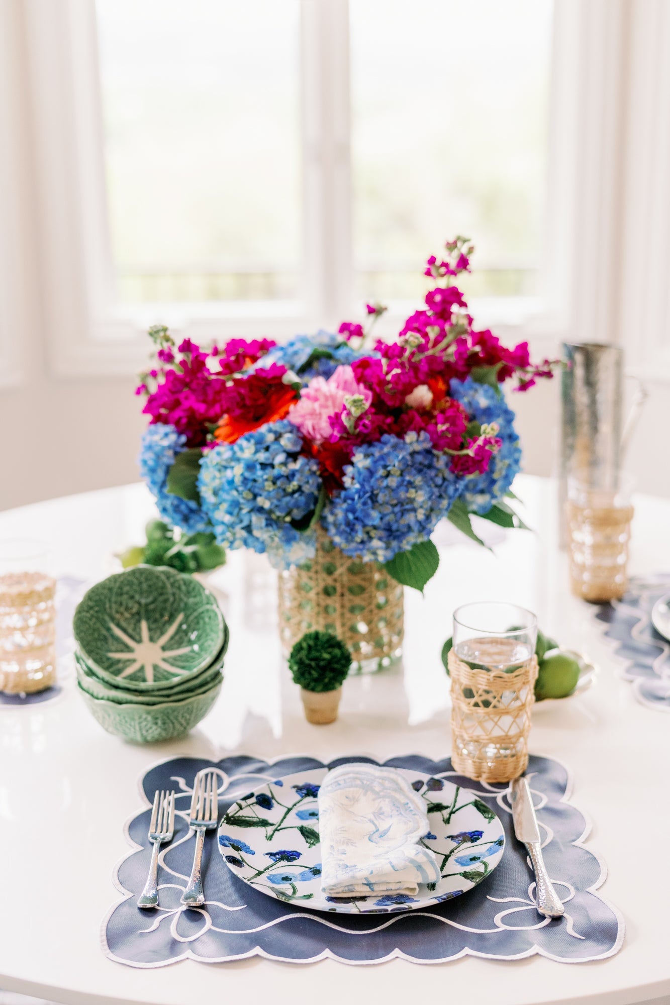 Blue Posey China Plate Set-zoom-4