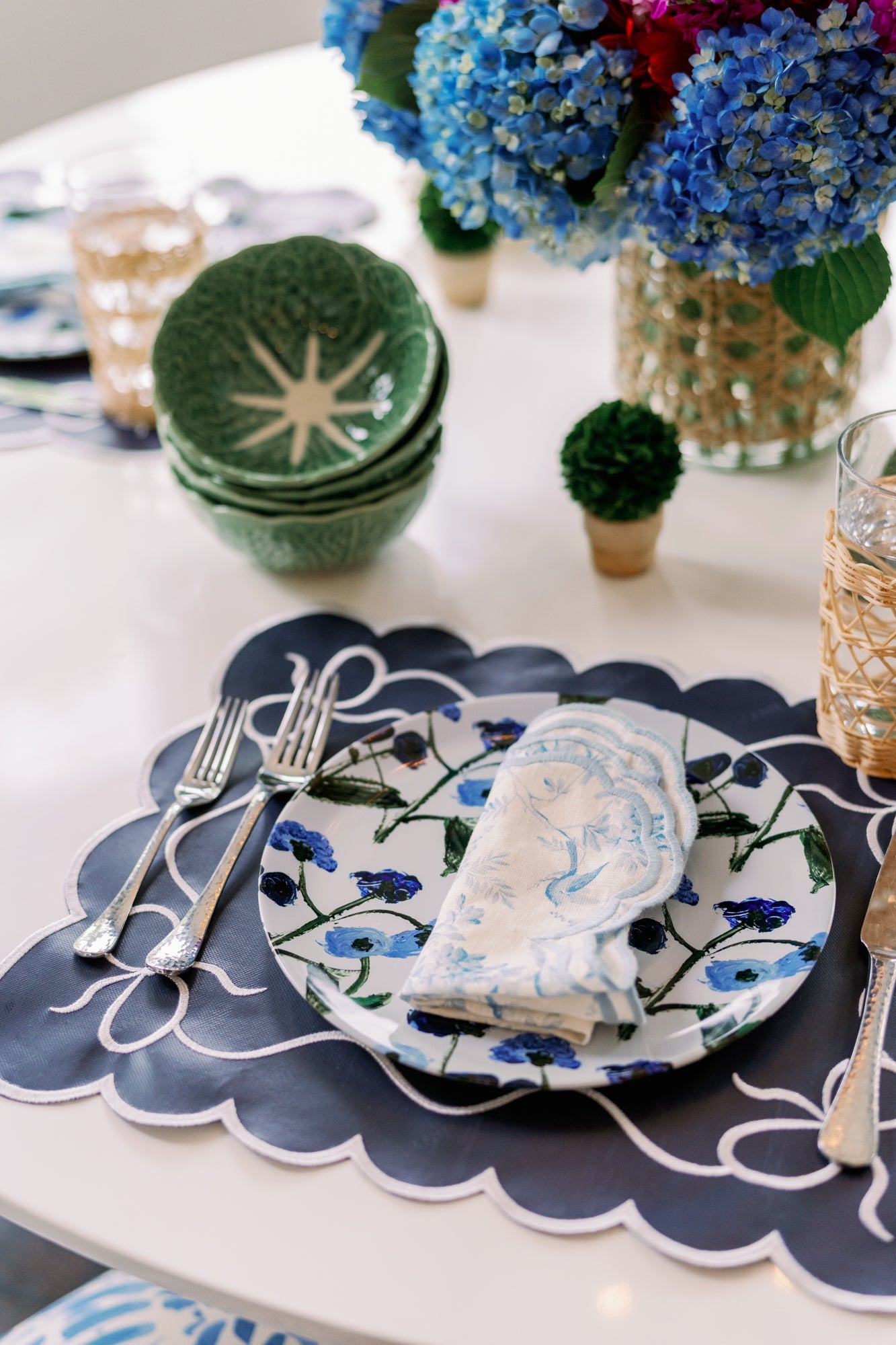 Blue Posey China Plate Set