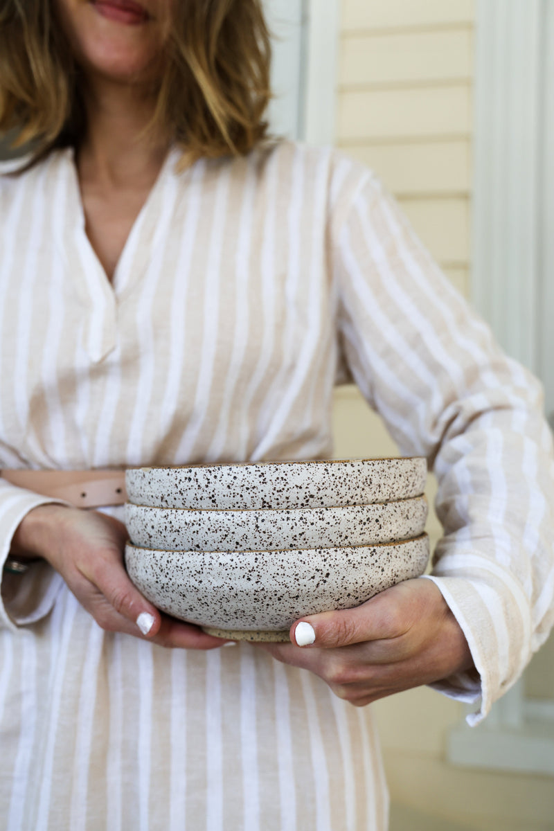 Speckled Pasta Bowl | Matte White Ceramic-zoom-