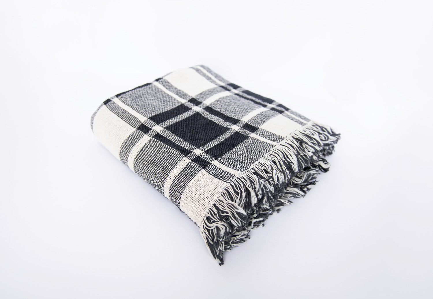 Ellis Black and White Plaid Jacquard Woven Throw Blanket-zoom-3