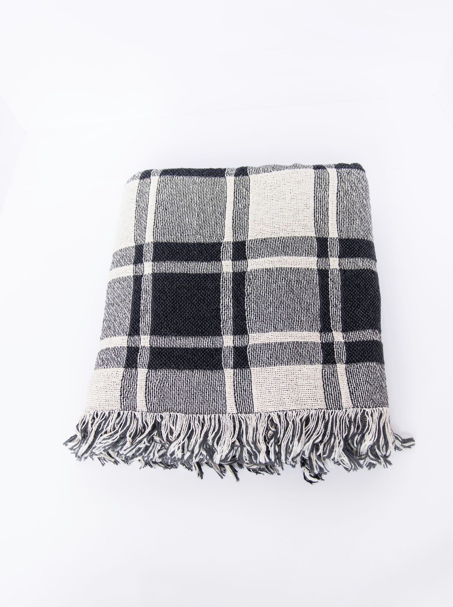 Ellis Black and White Plaid Jacquard Woven Throw Blanket-5