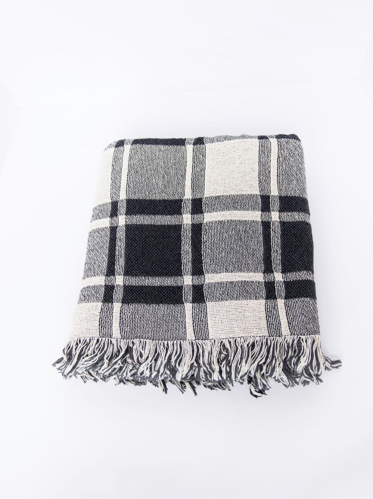 Ellis Black and White Plaid Jacquard Woven Throw Blanket-zoom-5