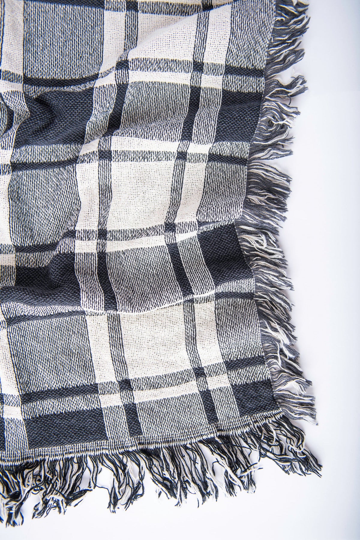 Ellis Black and White Plaid Jacquard Woven Throw Blanket-6