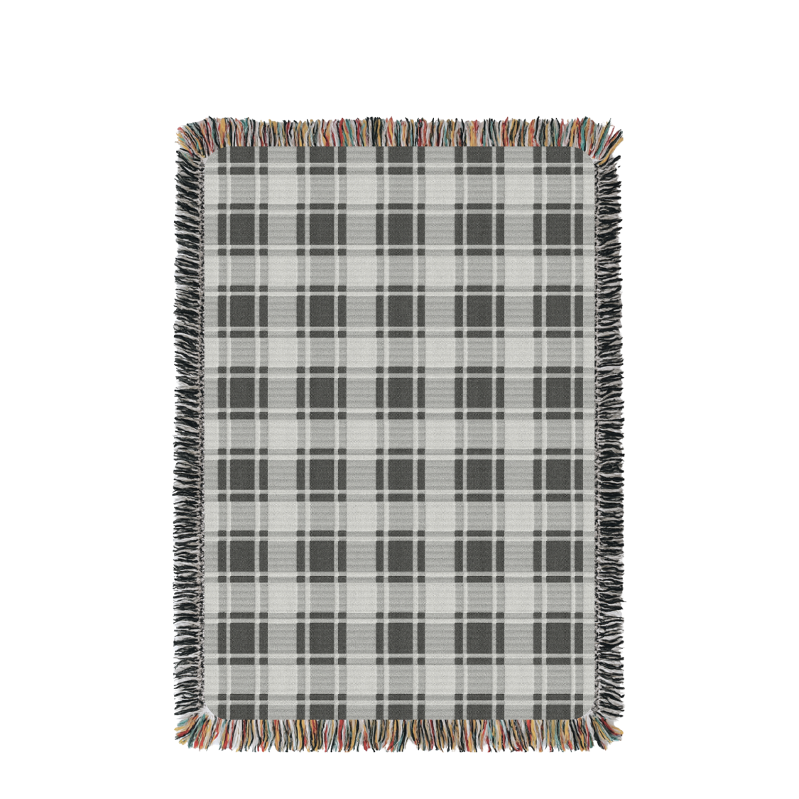 Ellis Black and White Plaid Jacquard Woven Throw Blanket-7
