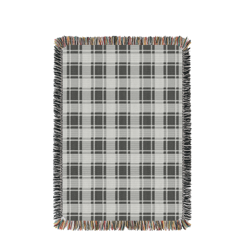Ellis Black and White Plaid Jacquard Woven Throw Blanket-zoom-