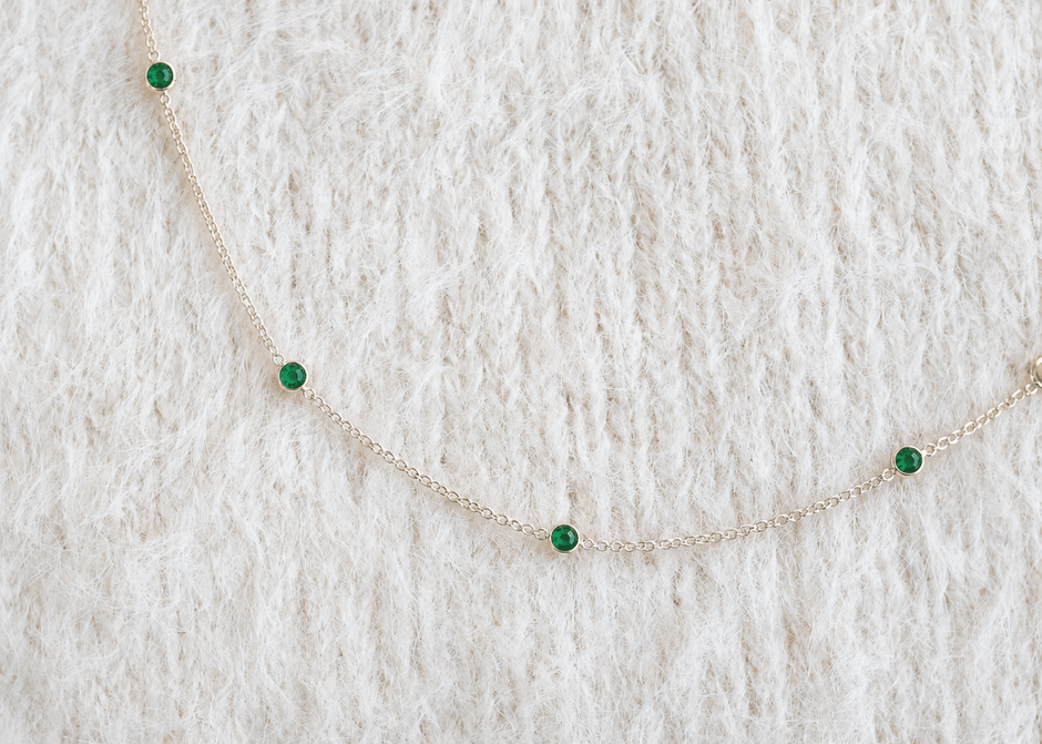 May Birthstone Emerald Bracelet | Sterling Silver & Gold Gemstone Jewelry - Aware House