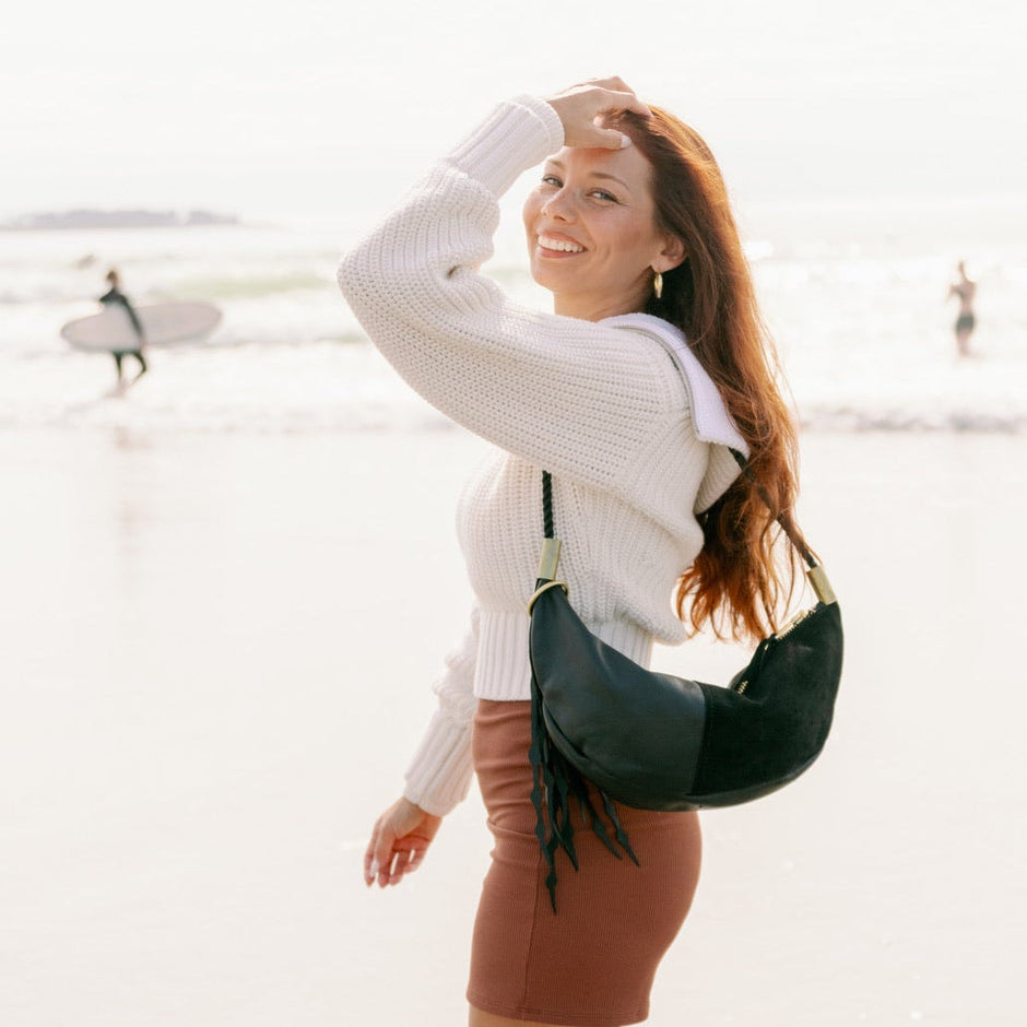 Sling Bag in Black Leather