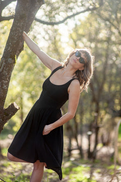 Agnes Dress in Black Linen - Aware House