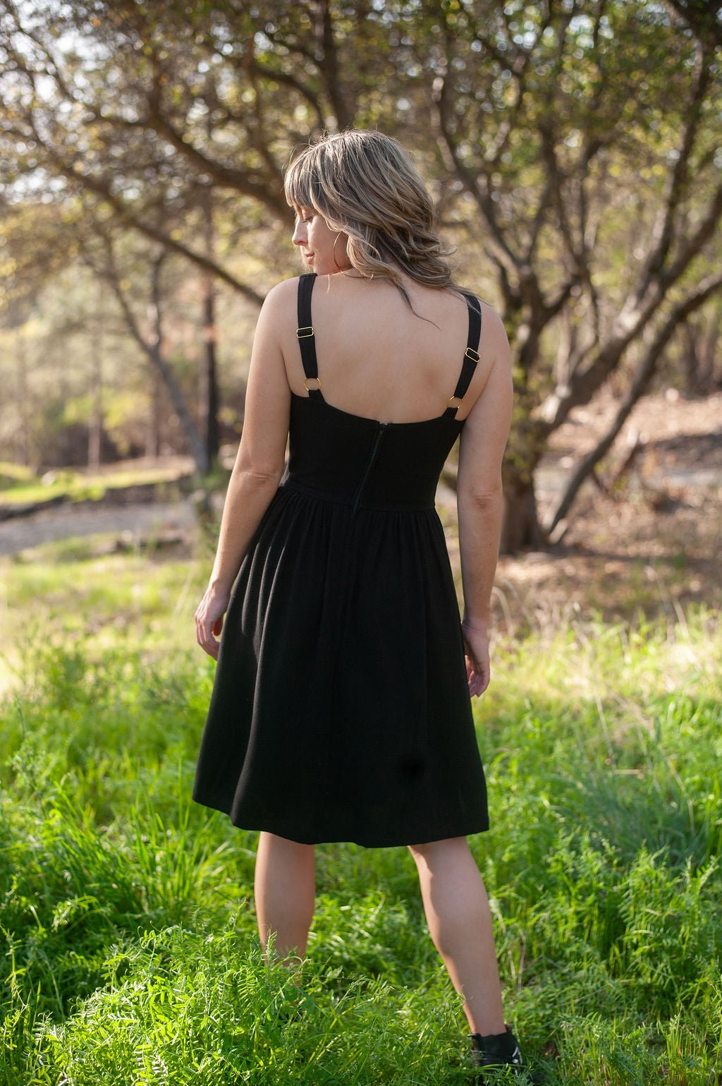 Agnes Dress in Black Linen - Aware House