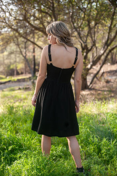 Agnes Dress in Black Linen - Aware House