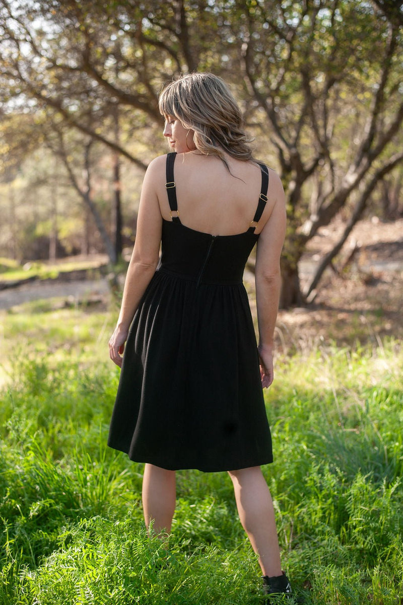 Agnes Dress in Black Linen-zoom-