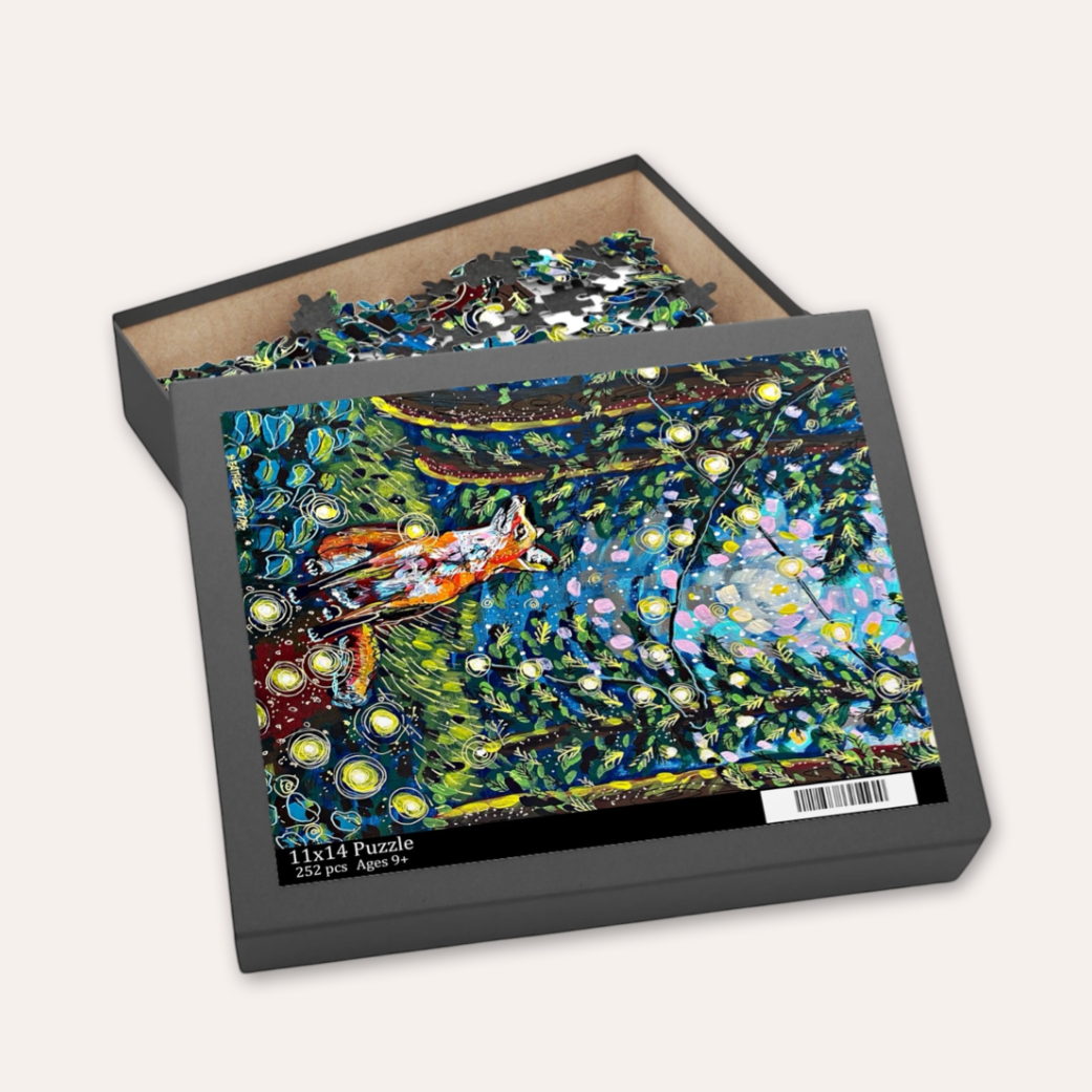 Moody Forest Fox Puzzle-zoom-2