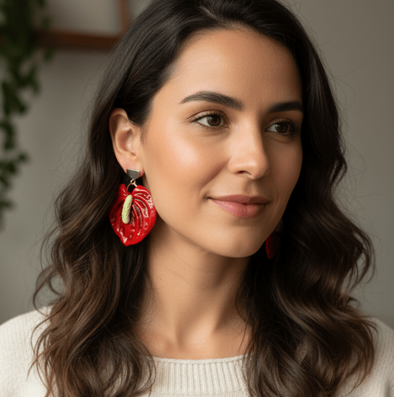 Aria | Anthurium Statement Earrings-zoom-