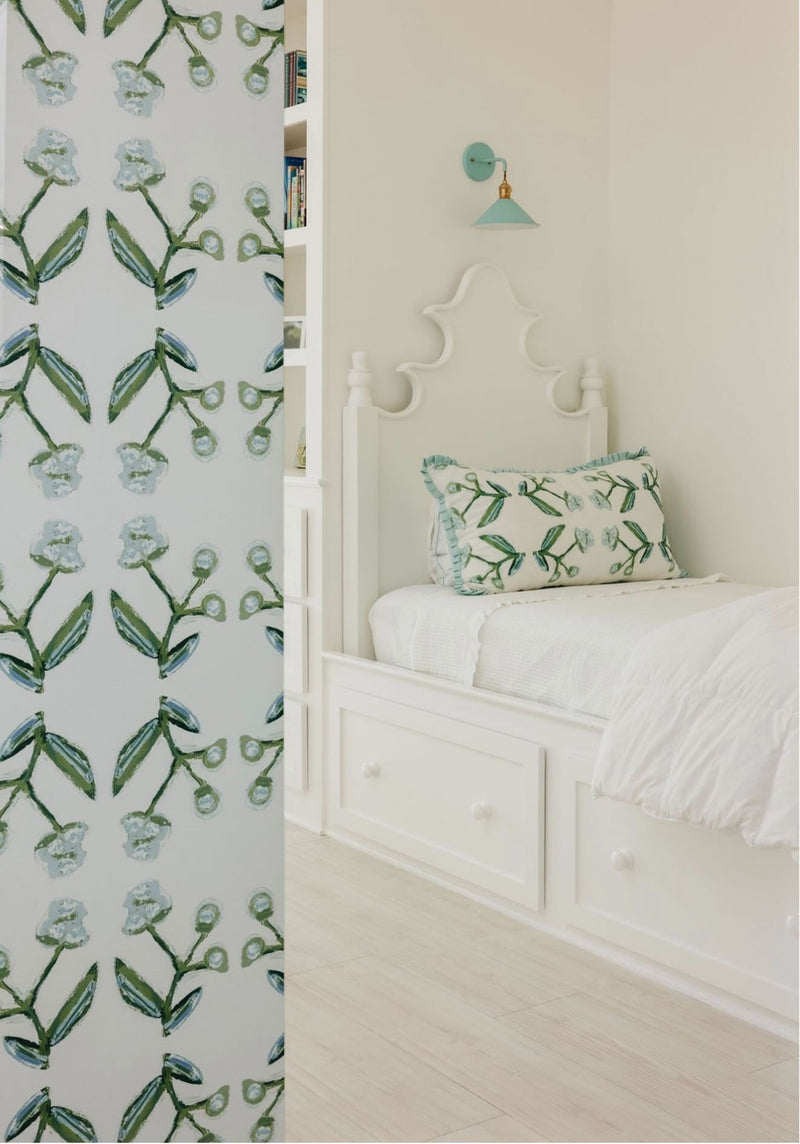 Antonia Wallpaper (Blue & Green) – Handmade & Digitally Printed-zoom-