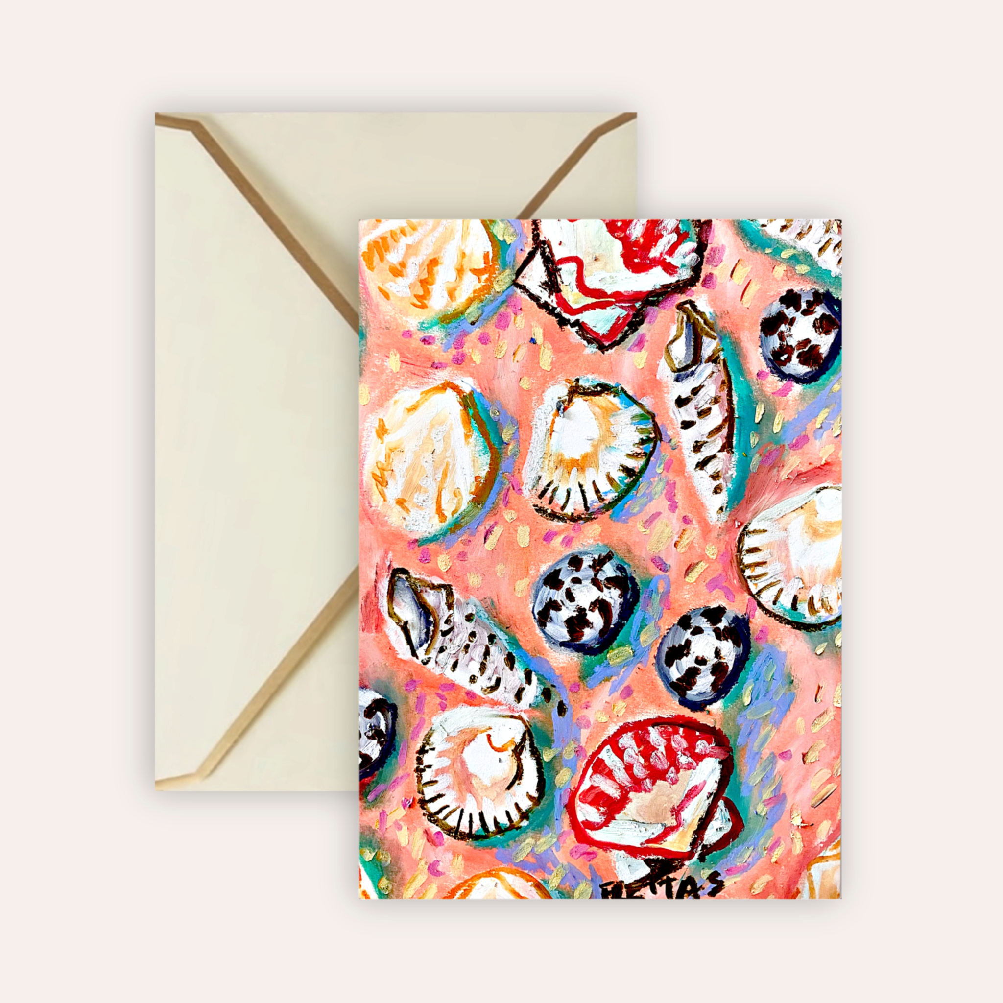 Pink Shells Greeting Card and Fine Art Print